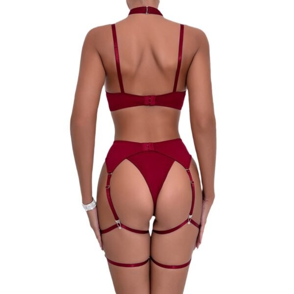 Sexy lingerie sexy temptation Women's garter hollow push-up four-piece set