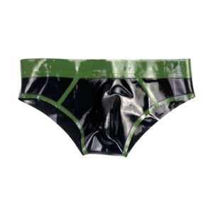 Men's latex underwear green trim shorts handmade