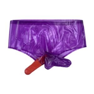 Purple latex shorts Underwear With Condoms anal sleeves