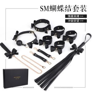 BDSM Bondage Bow set handcuffs collar With Box