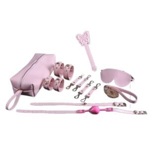 Leather 9-piece SM Bondage sex toy set Pink